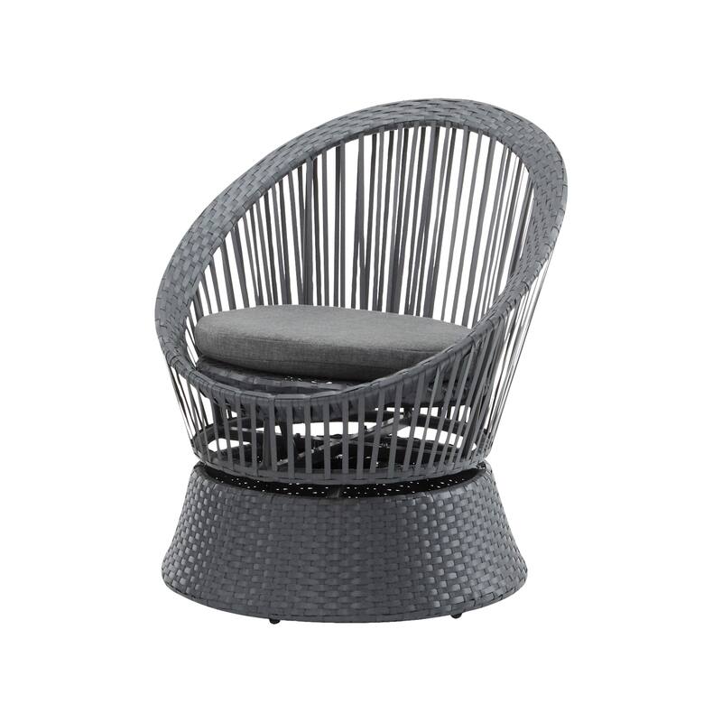 Christopher Knight Home - PureNest 26.7" Modern Gray Wicker Lounge Chair with Rattan and Iron Frame, Stylish Round Design