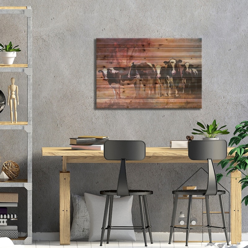 Cows Print On Wood by Willem Haenraets - Multi-Color