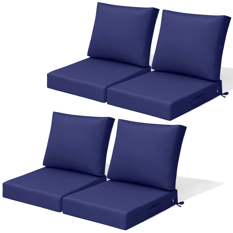 24''x24'' Outdoor Patio Seat Cushion Set with Removable Cover - 4PC - NavyBlue