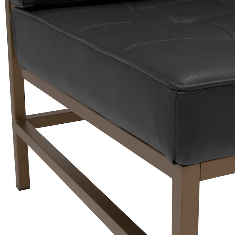 Studio Designs Home Ashlar Metal and Tufted Blended Leather Armless Accent Chair