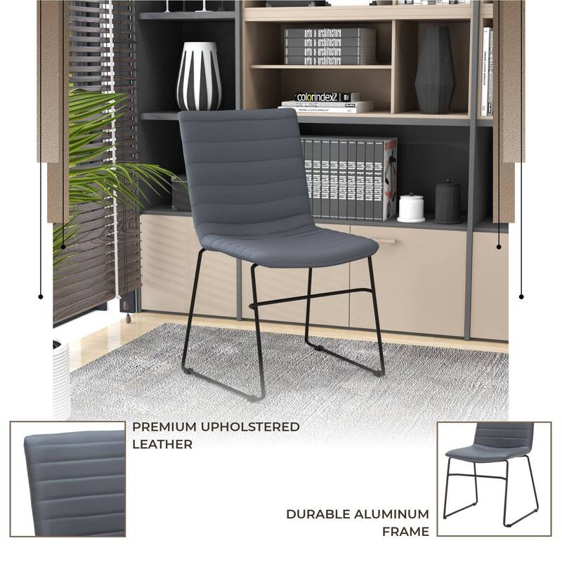 Zylar Modern Leather Guest Chair with Lumbar Support, Stainless Steel Base, High-Density Foam, Floor Protectors, 300 lb Capacity