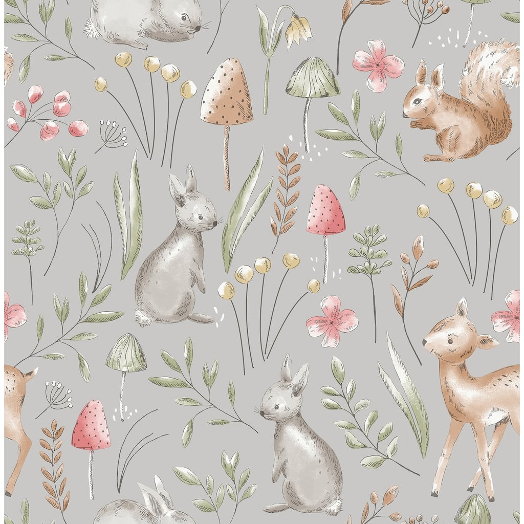 Advantage Forest Animals Grey Whimsical Wallpaper