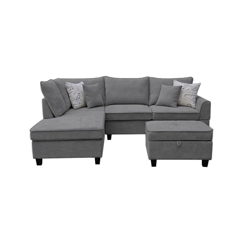 Harmony 99"W Fabric Sectional Sofa with Left-Facing Chaise and Storage Ottoman
