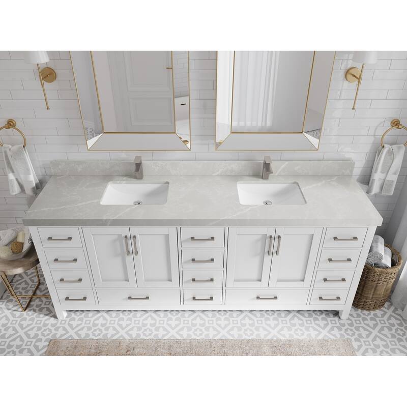 Willow Collection 84 in. W x 22 in. D Malibu Double Sink Bathroom Vanity with Countertop