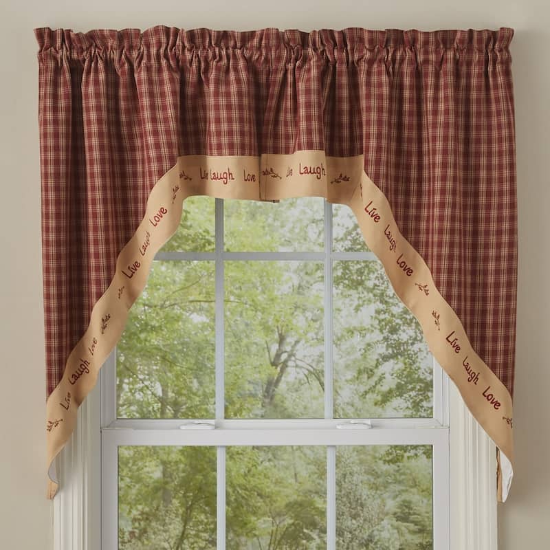 Park Designs Red Sturbridge Live Lined Swag 36"L - 72" x 36"