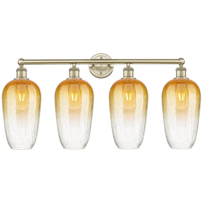 Innovations Lighting 616-4W-18-34 Brookhaven Flute Vanity Brookhaven - Antique Brass / Amber