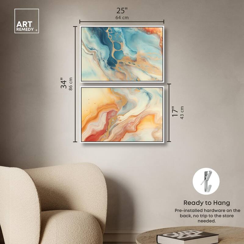 Marbled Sunrise I Canvas Set of 2 by Art Remedy