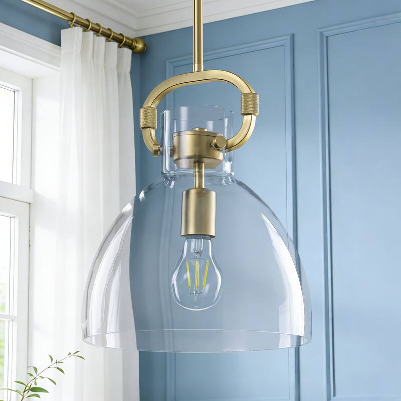 Starsky 1-Light Industrial Pendant With Glass Shade