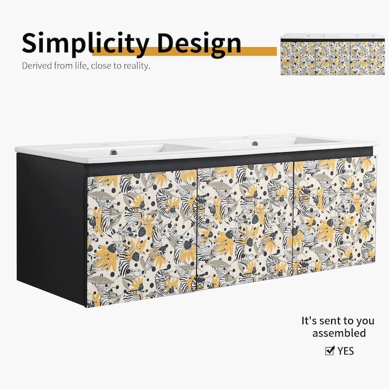 Bathroom Vanity With Sink In 24/30 Inch, Floating Bathroom Vanity with Soft Close Door