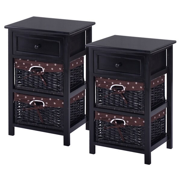 Shop Costway Set OF 2 Night Stand 3 Tier 1 Drawer Bedside ...