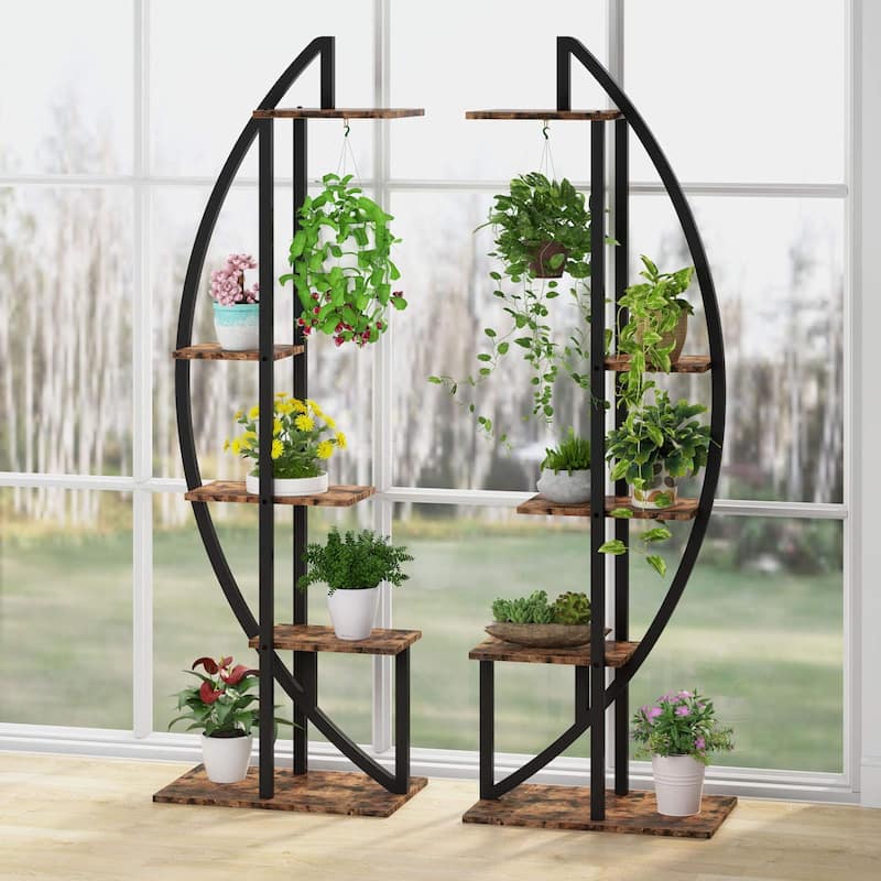 Metal/ MDF 5-tier Curved Plant Stand (Set of 2)