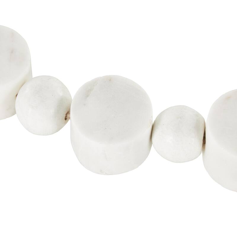 Marble Handmade Round Extra Long Orb Garland with Tassel with Knotted Brown Jute - White - Roche River Decor