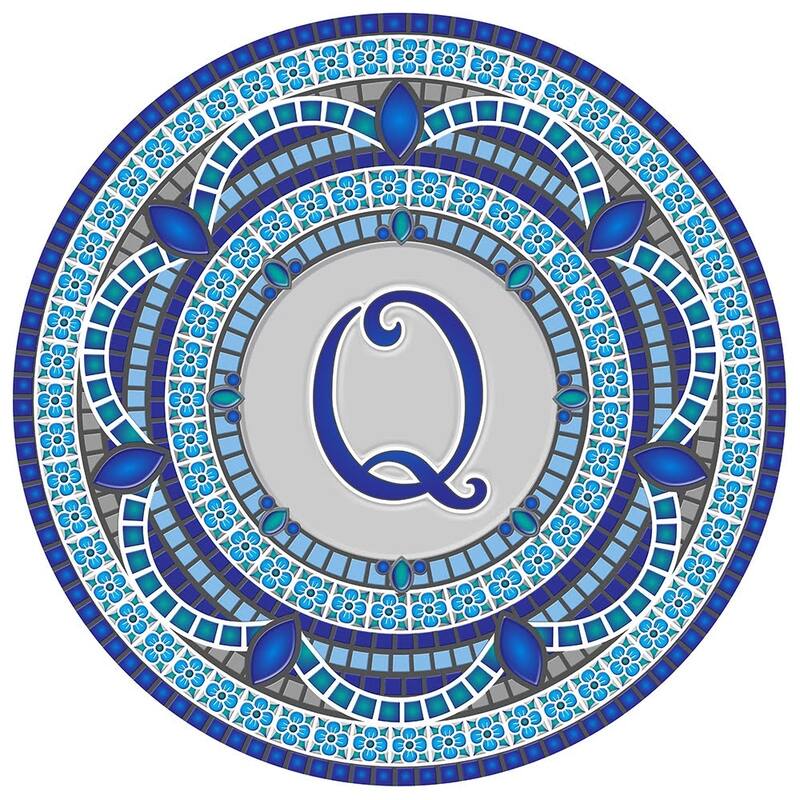 Custom Monogram Decorative Poolmat #1 - Mosaic Pool Art - 29" in Diameter - Letter "Q"