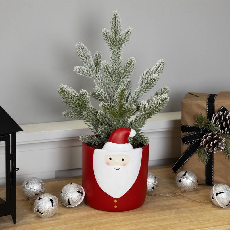 Mini Frosted Artificial Christmas Tree in Santa Pot - 14.75" - Unlit