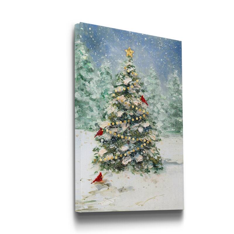 Cardinals and Christmas-Premium Gallery Wrapped Canvas - Ready to Hang