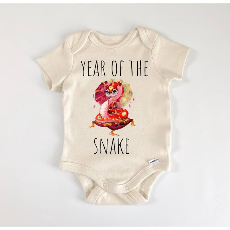 Year of The Snake China - Baby Boy Girl Clothes Infant Bodysuit Funny Cute Newborn - White - 6-9M