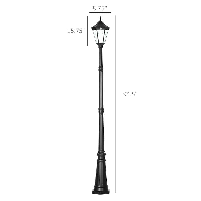 Outsunny 94.5" Solar Lamp Post Light, Dusk to Dawn Vintage Style Street Light, Aluminum Solar Powdered Lamp, PIR Motion Sensor