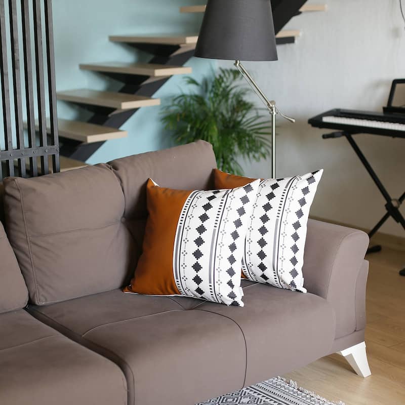 Decorative Vegan Faux Leather Throw Pillows Set of 2