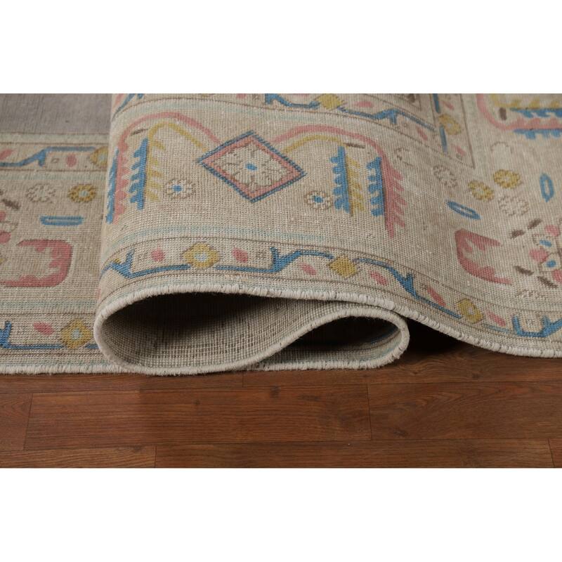 Gray Geometric Tabriz Persian Area Rug Handmade Wool Carpet - 9'8"x 13'1"