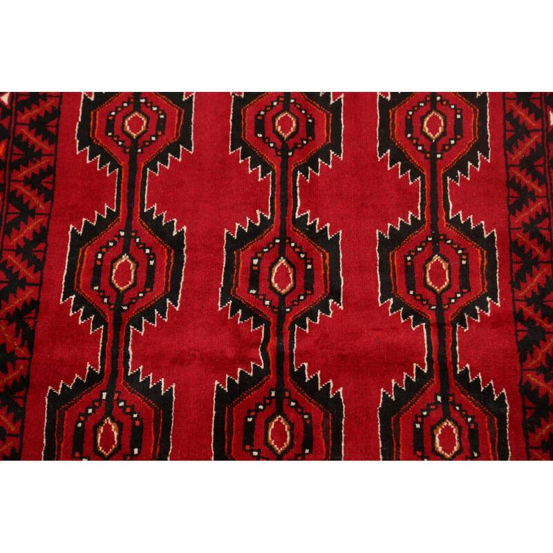 Geometric Balouch Persian Area Rug Wool Hand-knotted Foyer Carpet - 3'9" x 5'4"