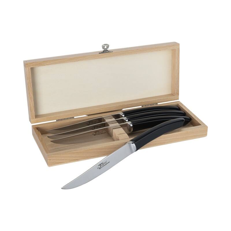 Au Nain Le Thiers Steak Knives with Black Handles, Set of 4
