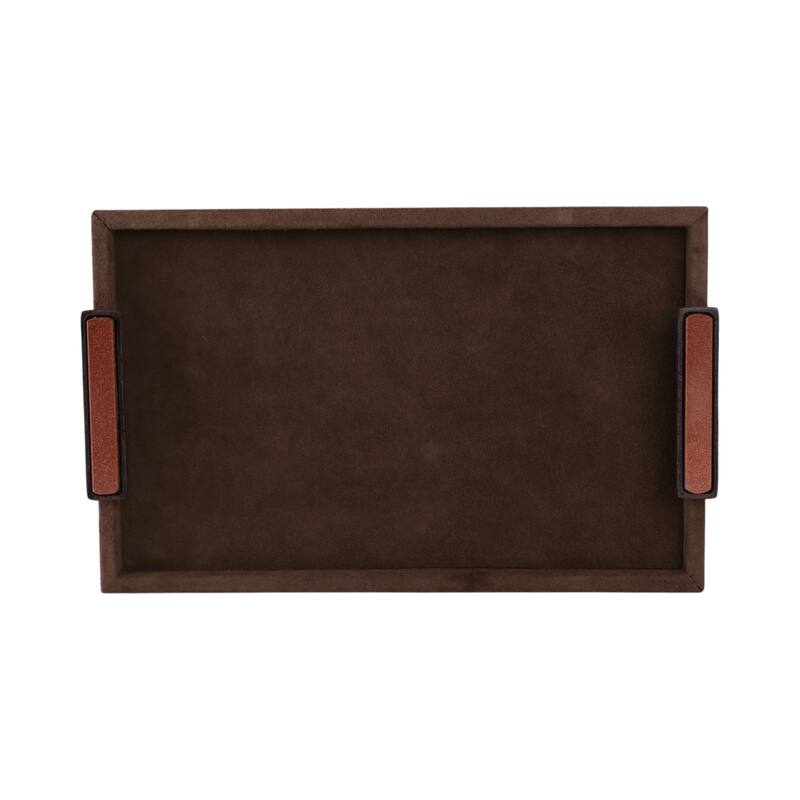 Wood Metal Modern Serving Tray with Handles Home Decor - Brown, 2" - 19.0"