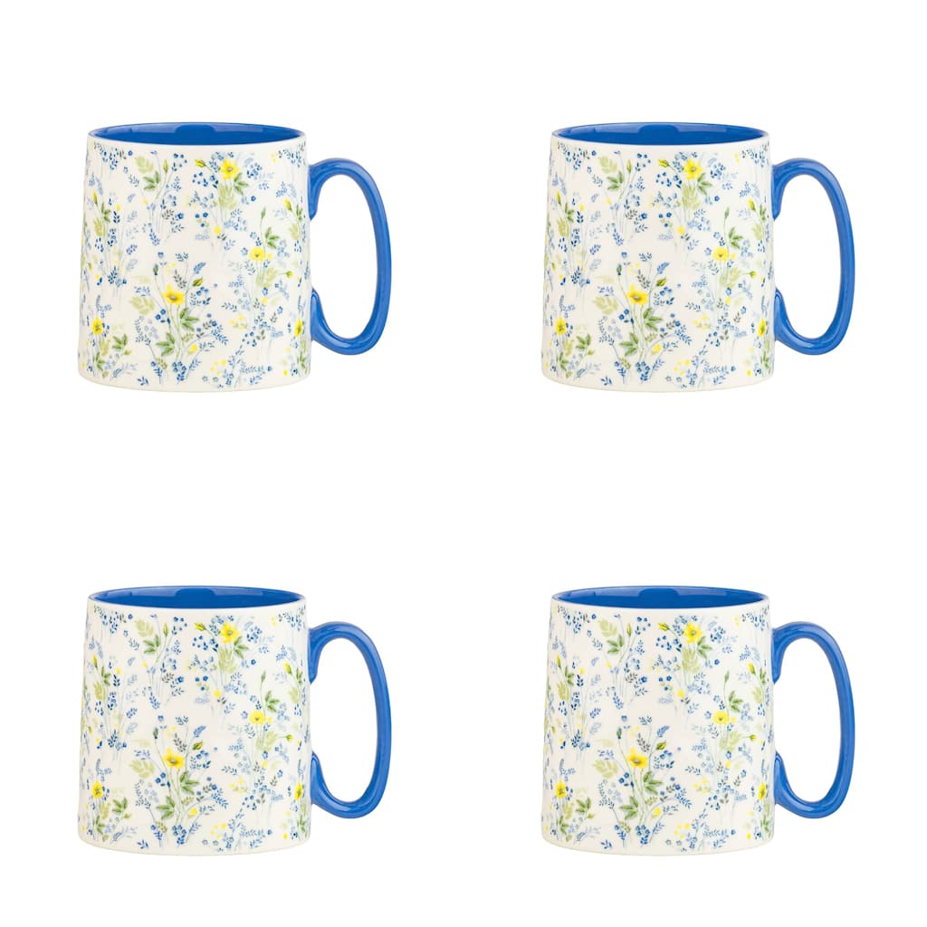 10 Strawberry Street Bella Flora Mugs, Set of 4