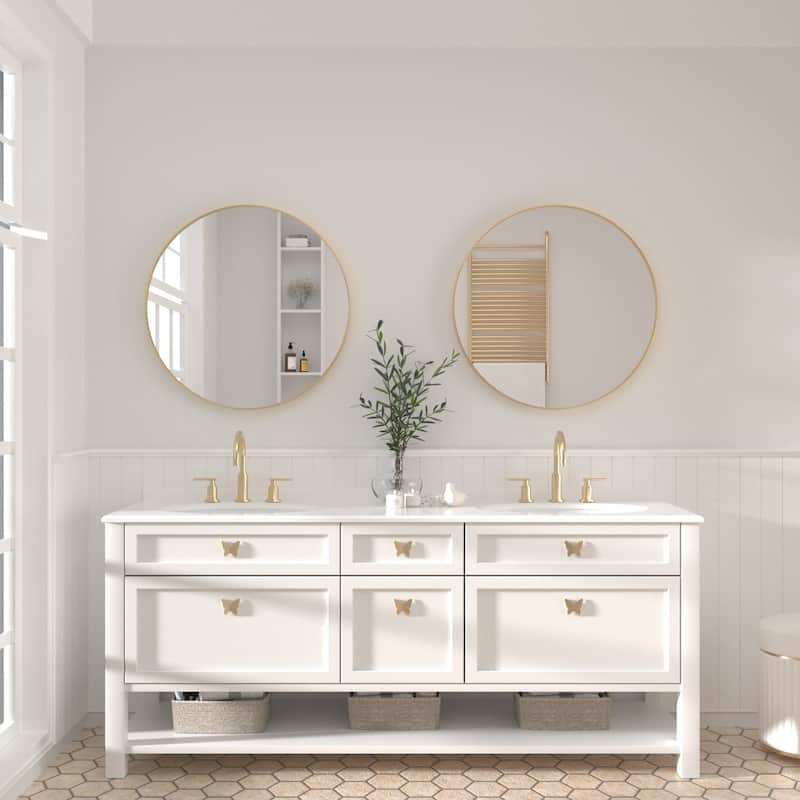 Modern Wall Mirrors, Round Mirror with Metal Framed, Bathroom Mirror with Round Corner Vanity Mirror Accent Mirror