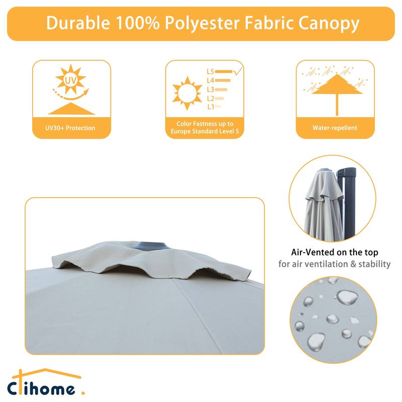 Clihome 11Ft Cantilever Umbrella With Crank And Base