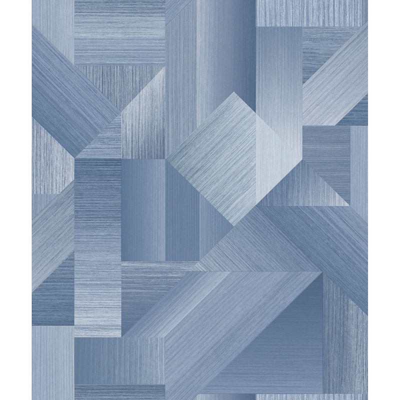 Galerie Wallcoverings TexStyle Collection Geometric Shape Shifter Non-woven Metallic Wallpaper Roll - 33 feet x 21 inches - Blue
