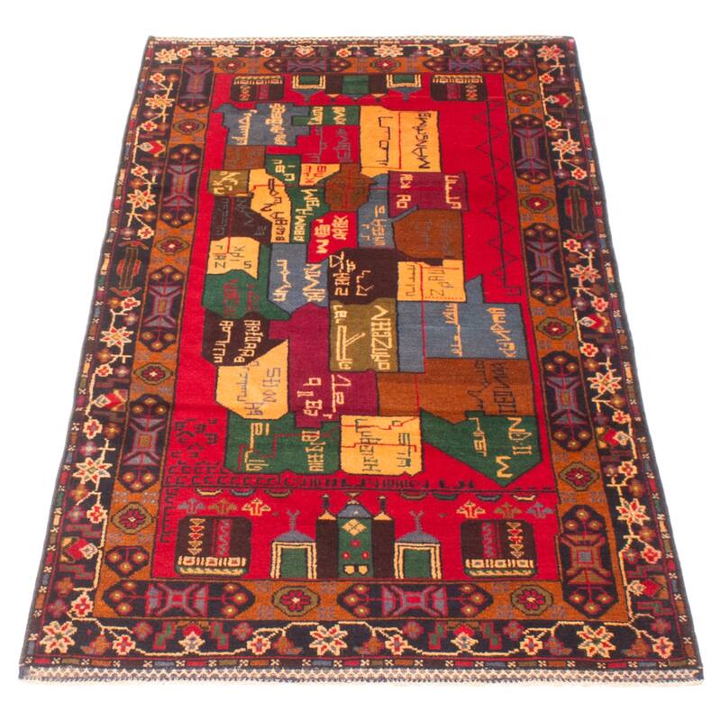 ECARPETGALLERY Hand-knotted Teimani Red Wool Rug - 3'2 x 6'2