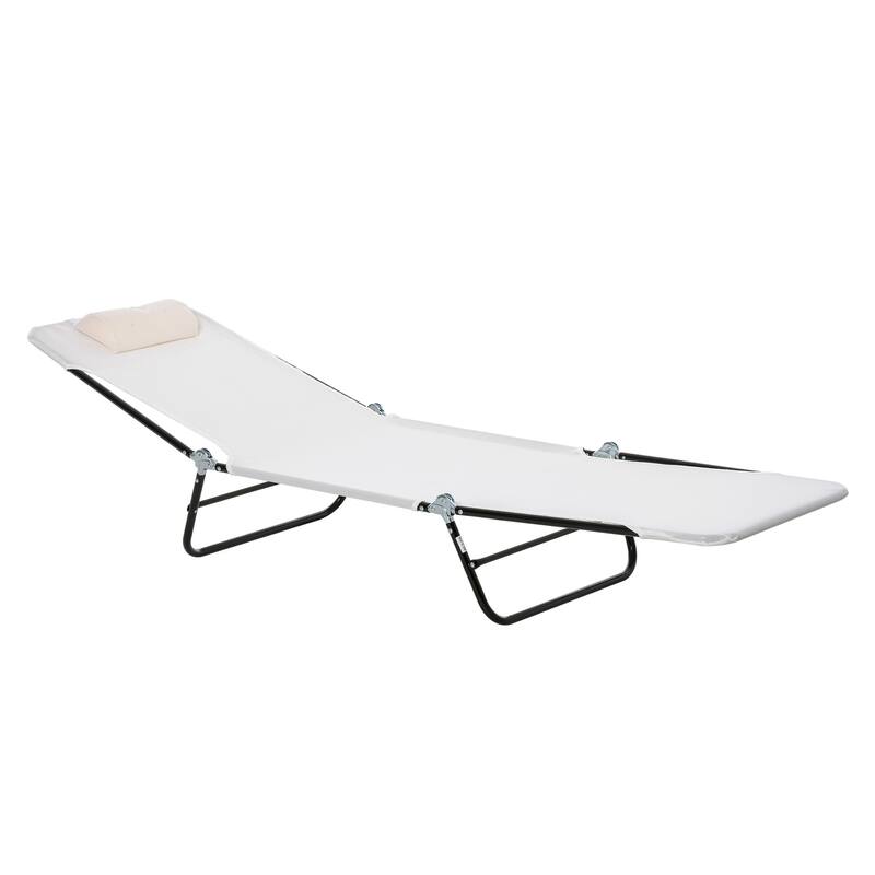 Outdoor Foldable Chaise Lounge Chair Pool Mesh Seat with Adjustable Backrest and Padded Headrest for Beach Yard Patio