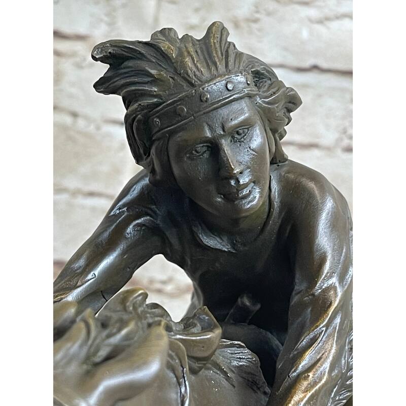 Bronze Sculpture By Antoine Bofill - Le Dernier D’Une Race - Native American On Horse