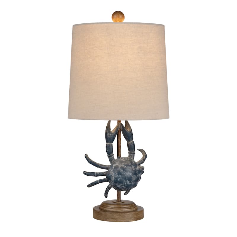 20.25"H Brown Resin Crab Table Lamp with Shade - 10" x 10" x 20.25"