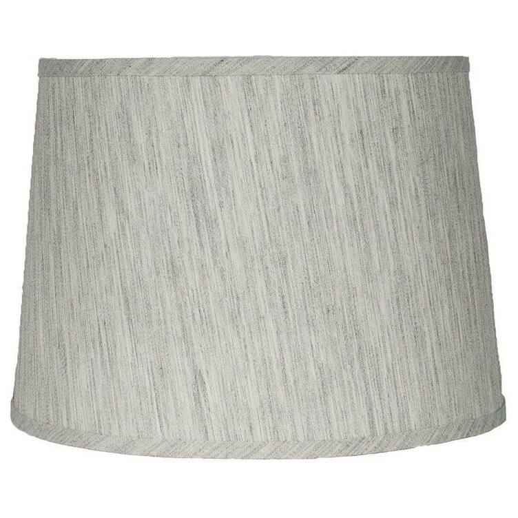French Drum Lamp Shade, Textured Flax Linen, 12" Top, 14" Bottom, 10" Slant - Gray Tone