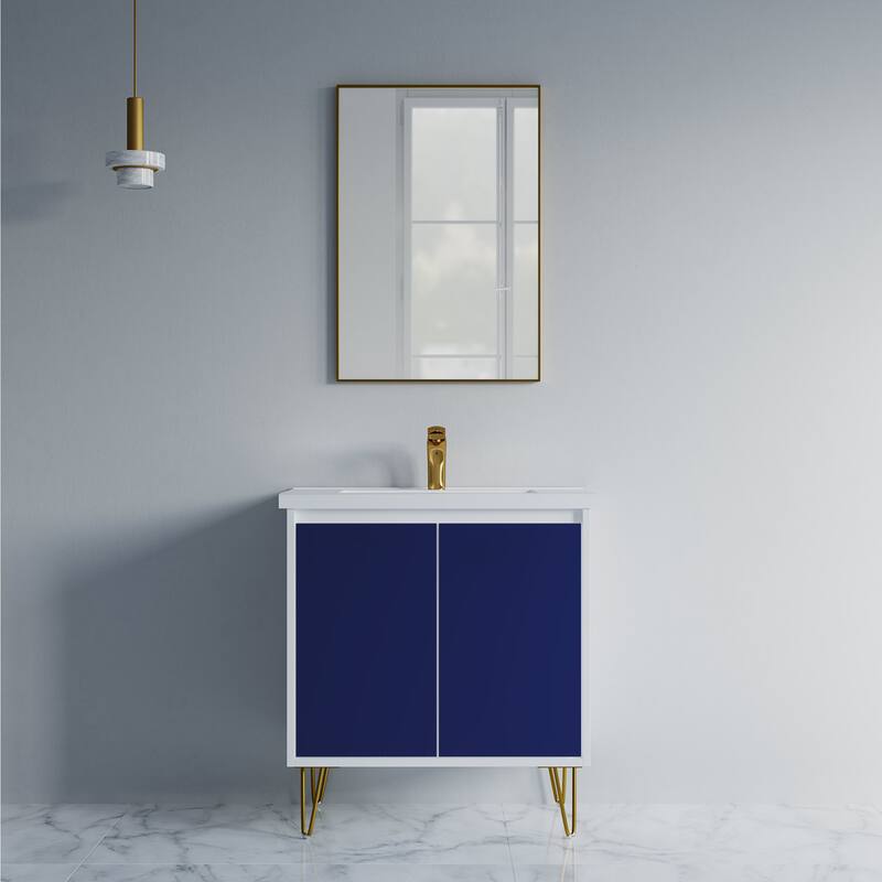 Kennan 30" Single Bathroom Vanity Set with V Legs - Blue