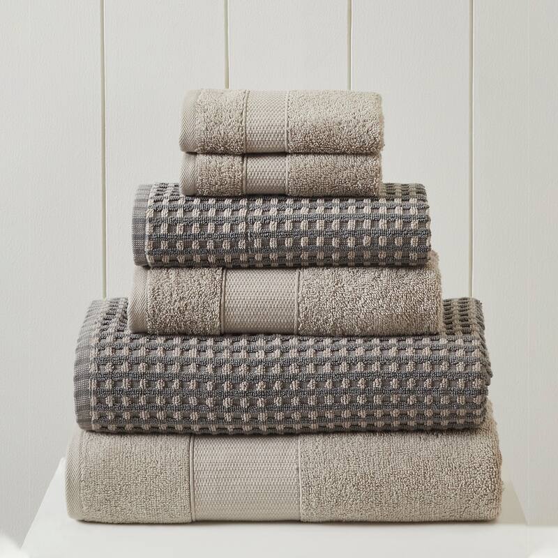 Modern Threads 6-Piece Yarn Dyed Cobblestone Jacquard Towel Set - Charcoal