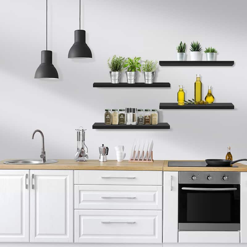 Sorbus Floating Wall Shelves Wall Mounted (4 Pack) - 24" L X 9" W X 1.5"H