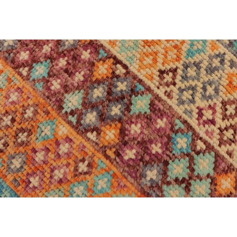 Eclectic Balochi Mejia Blue/Maroon Hand Knotted Wool Rug - 3'6'' x 5'2''