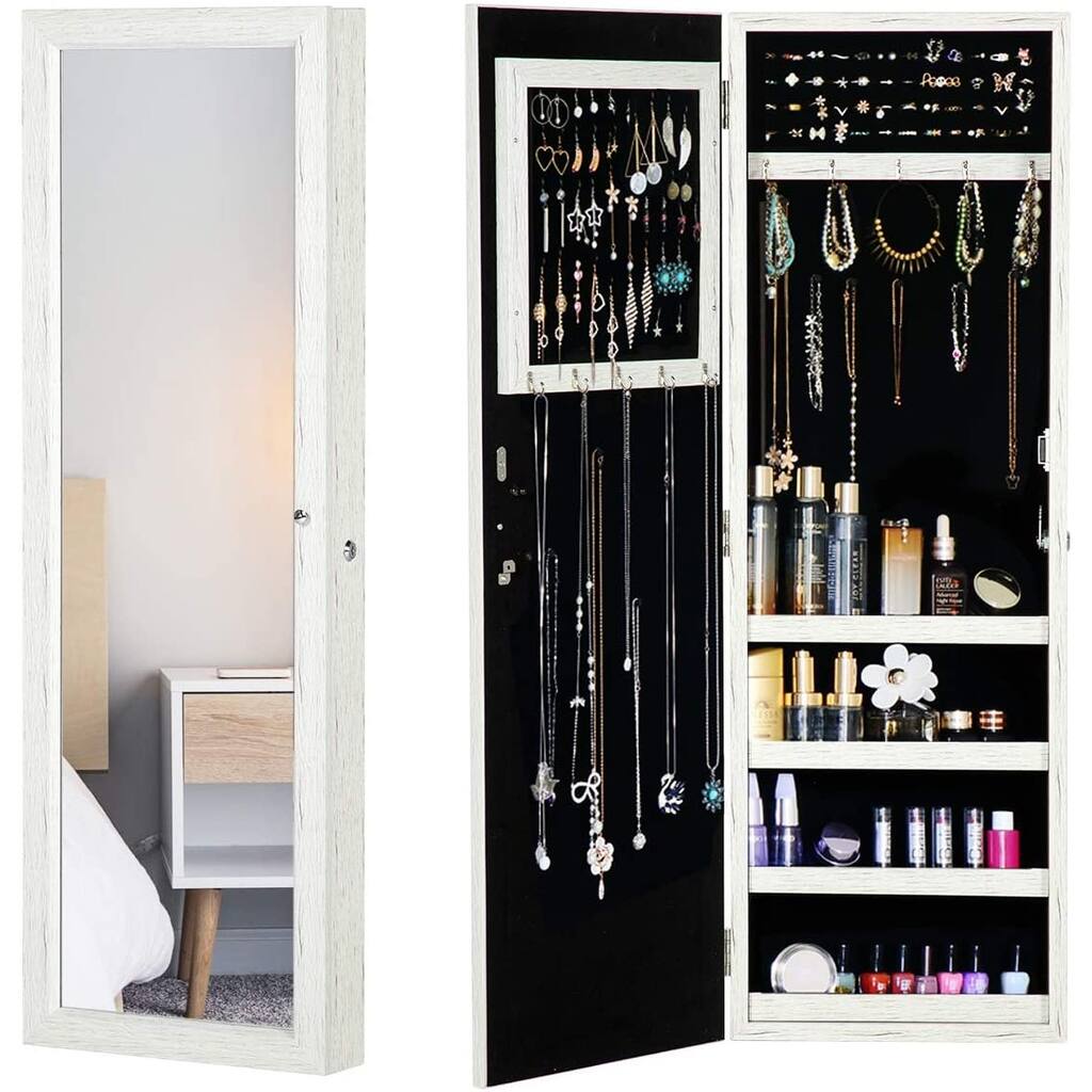Large Capacity Dressing Mirror Makeup Jewelry Armoire