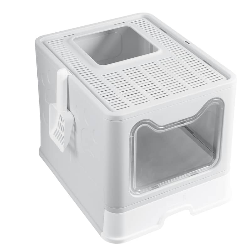 Foldable Cat Litter Box with Lid Large Top Entry Cat Toilet