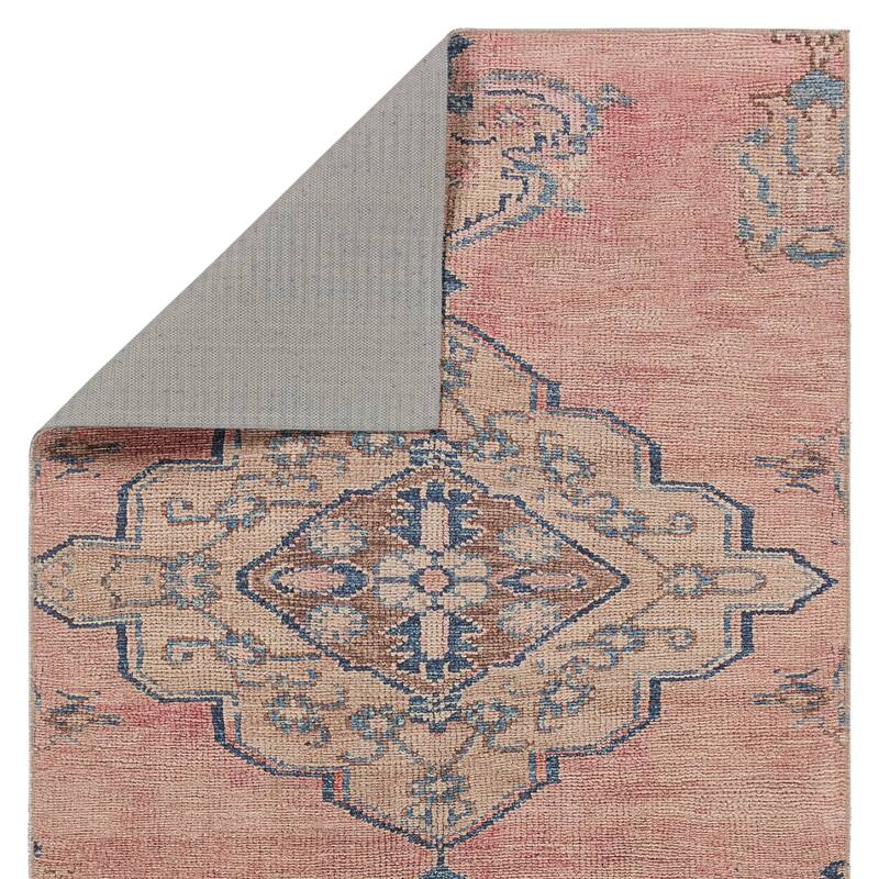 Machine Washable Clanton Medallion Pink/ Blue Area Rug