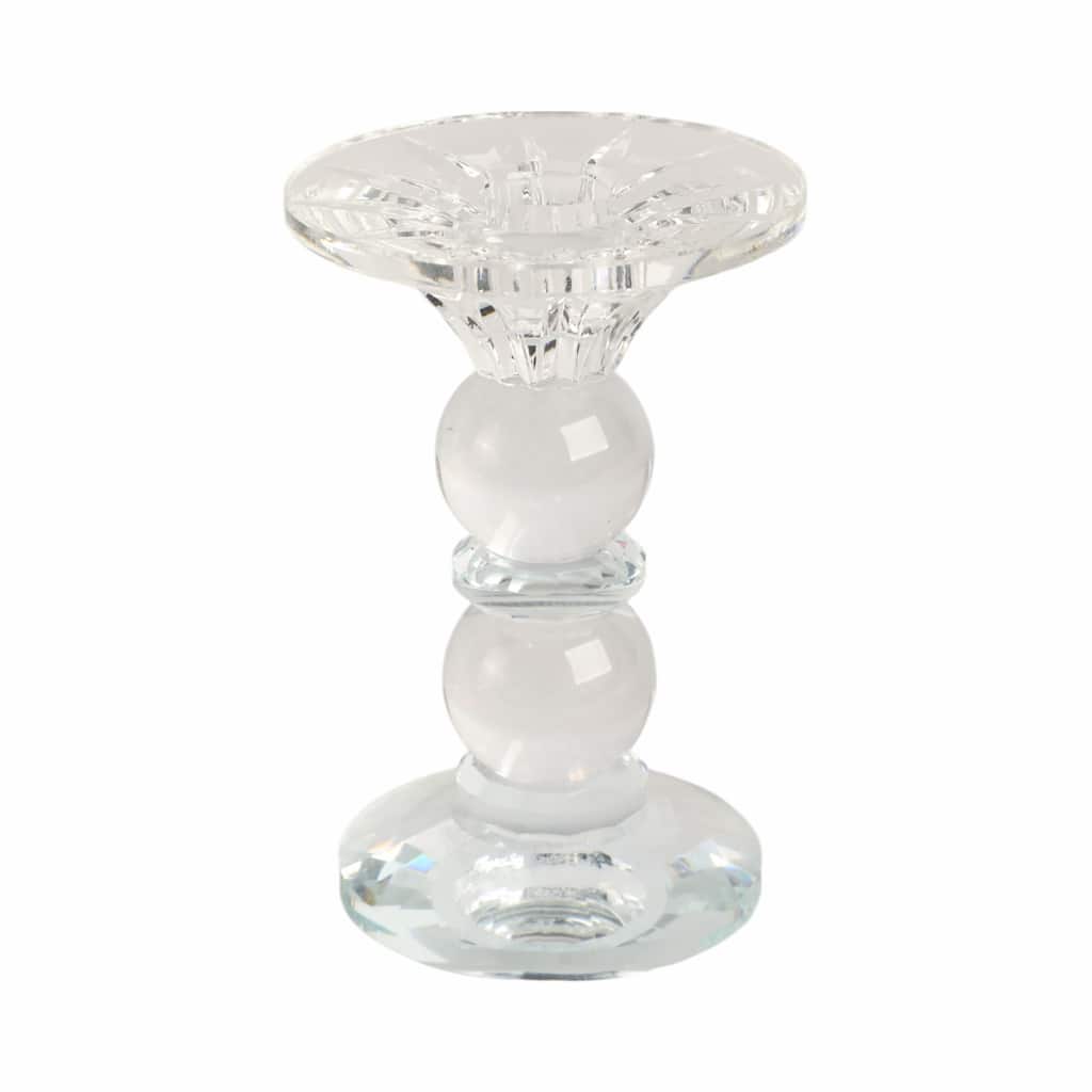 Glass Crystal Pillar and Taper Candle Holder Modern Glam Design