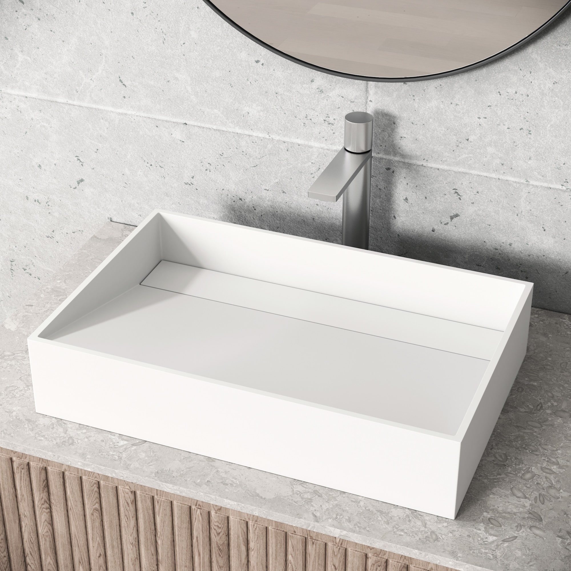 Vigo Starr 15-1/8" Rectangular Matte Stone Vessel Bathroom Sink