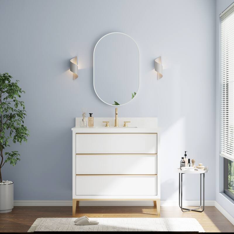 Bathroom Wall Mounted Oval Metal Framed Mirror