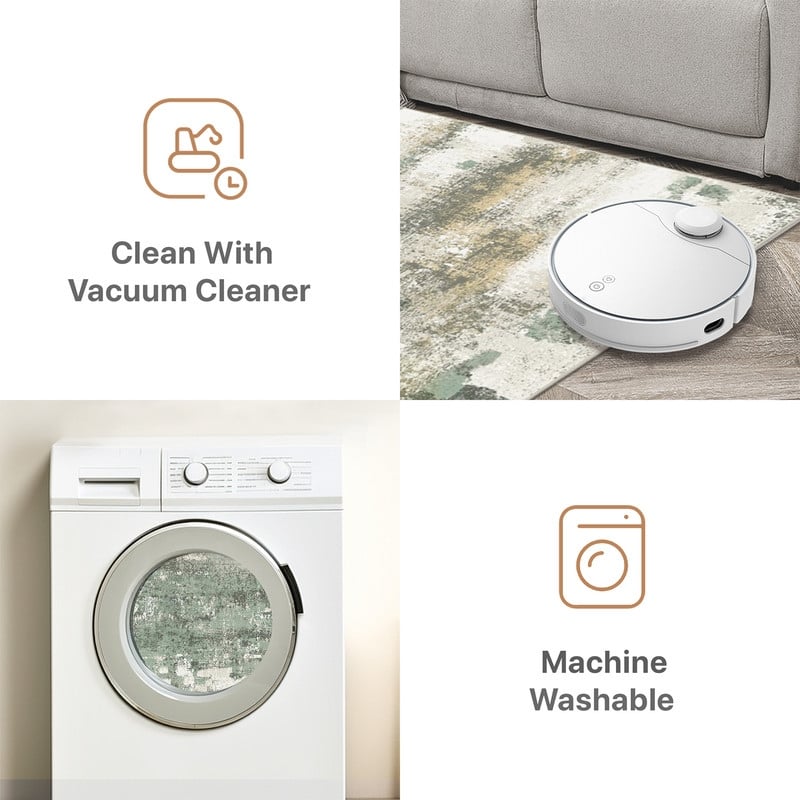 Mcow Abstract Collection Low Pile Machine Washable Non-Slip Area Rug