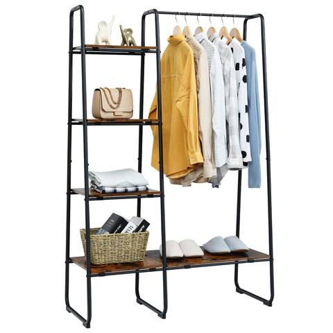 Costway Metal Garment Rack Free Standing Closet Organizer w/5 Shelves
