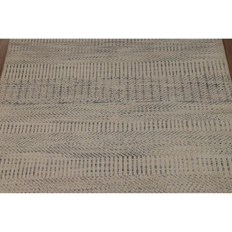 Beige Moroccan Area Rug Hand-Knotted Oriental Wool Carpet - 4'11" x 7'10"
