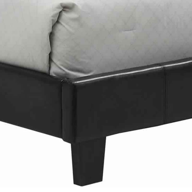Low Profile California King Size Bed with Button Tufted Headboard, Black