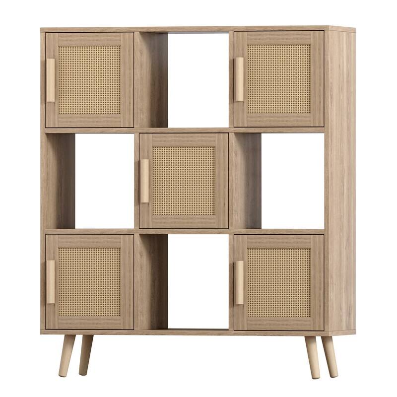 9-Cube Storage Organizer, Storage Cabinet with 4 Open Cubes and 5 Cabinets